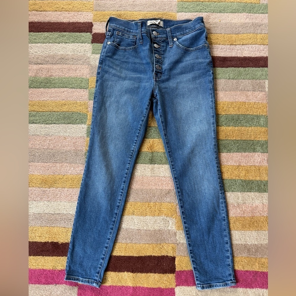 Madewell 9" Mid Rise Skinny Crop Button Fly Jeans size 28P